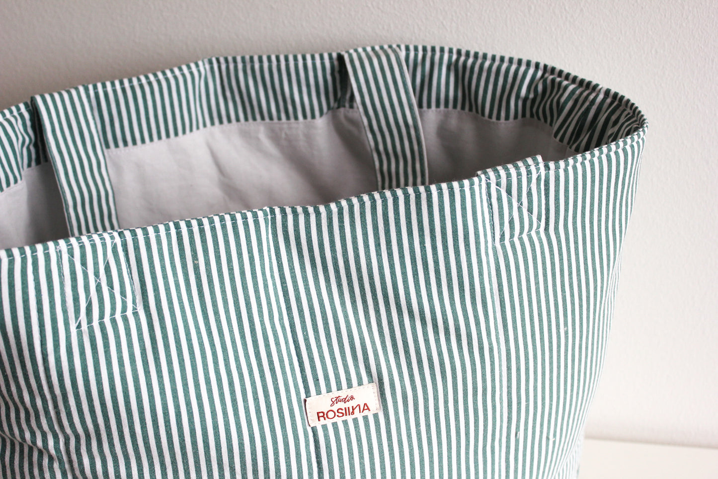 Tote bag M - tummanvihreä raita