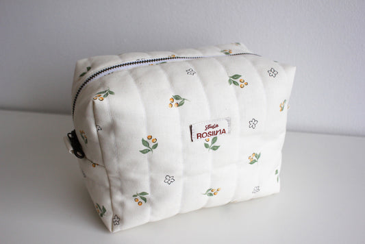 Tikattu toilettilaukku - keltainen kukka