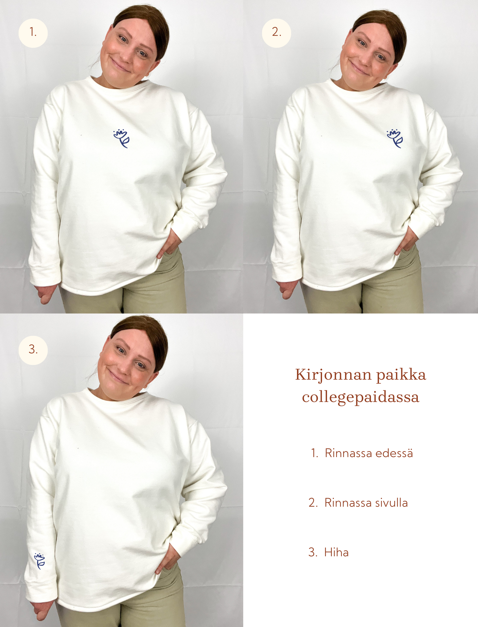 Beige kirjottu collegepaita